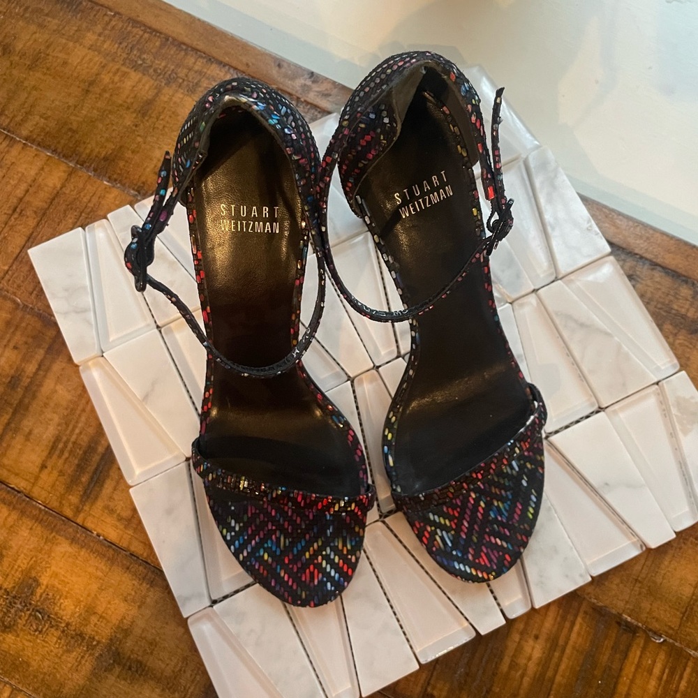 Stuart Weitzman Nudistong High Heel Multi Color Black sz 8.5